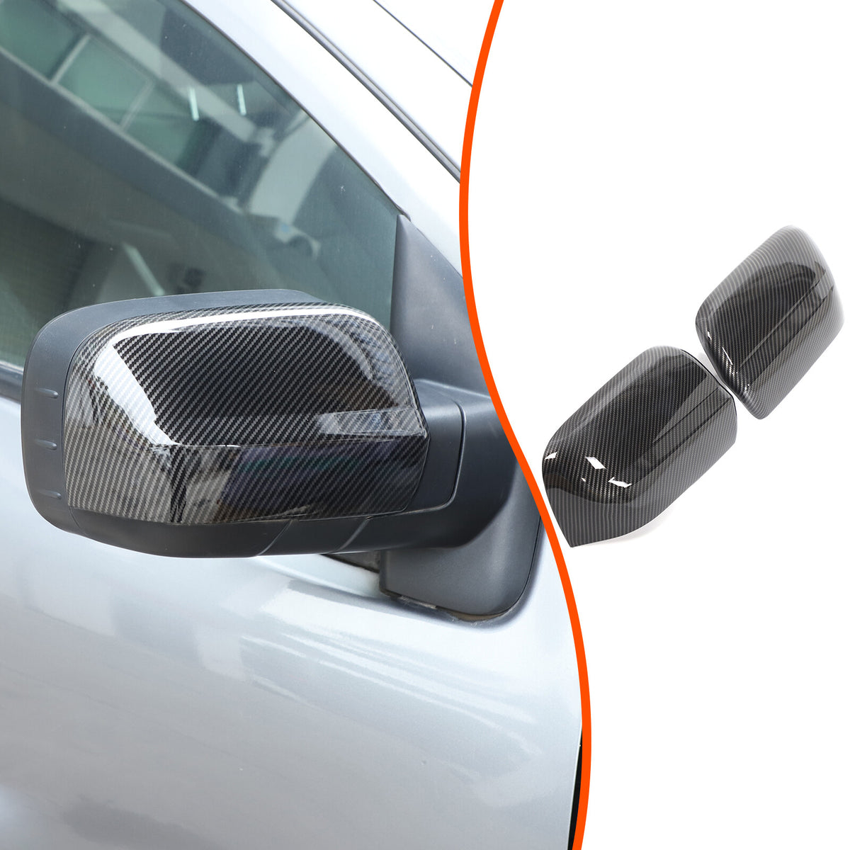 Carbon Fiber ABS Exterior Rearview Mirror Cover Trim For Nissan Titan 2016-2023 4