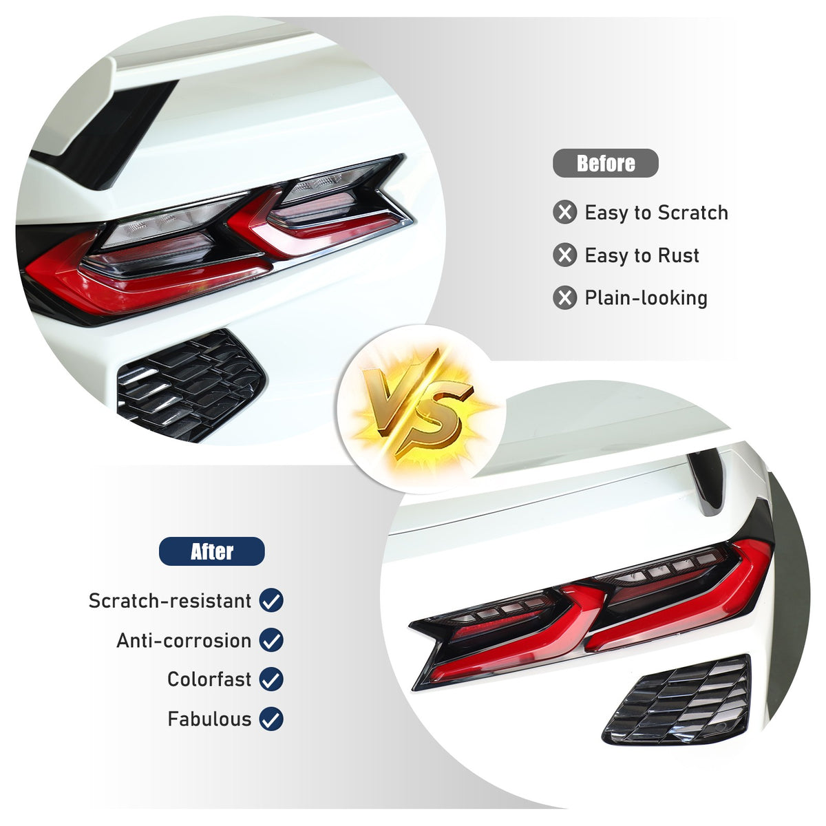 Real Carbon Fiber Reverse Light Protector Frame Trim For Corvette C8 2020+ 23