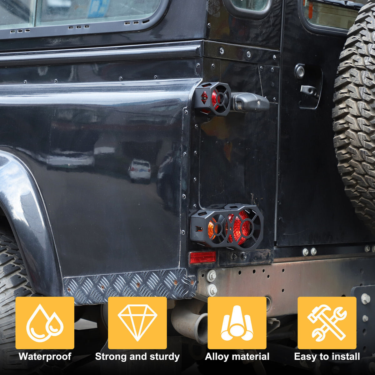 Steel Rear Tail light lamp Cover trim For For Land Rover Defender L316 2004-19 20