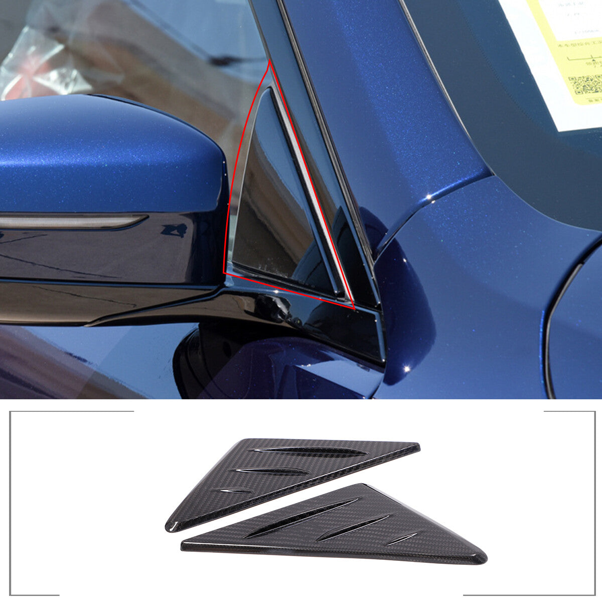 Carbon Fiber Door Triangle A Pillar Cover Trim For BMW 8 Series G14 15 16 19-22 1