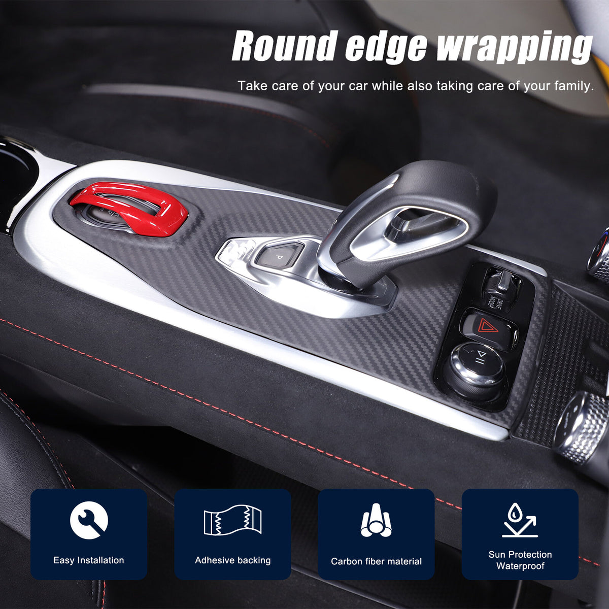 Matte Real Carbon Fiber Center Gear Shift Cover Trim For Lotus EMIRA V6 AT 21-25 9