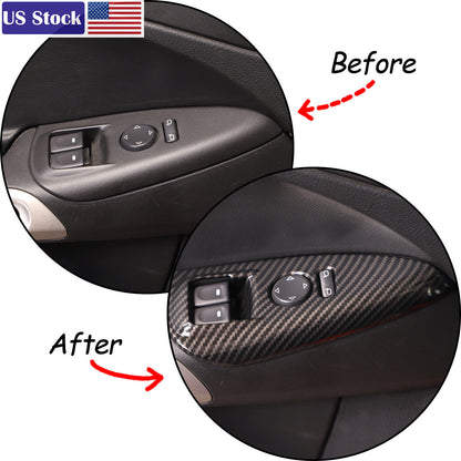 Carbon Fiber ABS Door Window Lift Button Trim Frame Set For Corvette C6 05-13 US 5