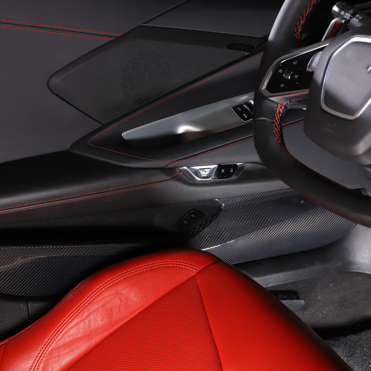 For Corvette C8 Stingray Coupe HTC 2020+ Carbon Inner Lower Door Panel Anti-Kick 11