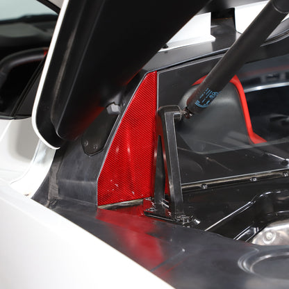 Red Real Carbon Fiber Rear Window Corner Panel Cover Trim For Corvette C8 20-26 16