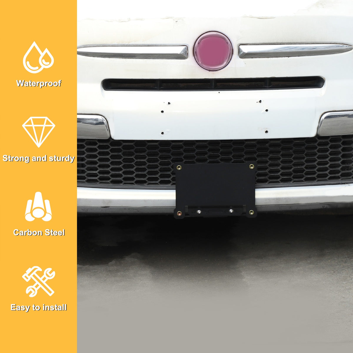 Front Bumper Tow Hook License Plate Mount Bracket For Fiat 500 2007+ US 9