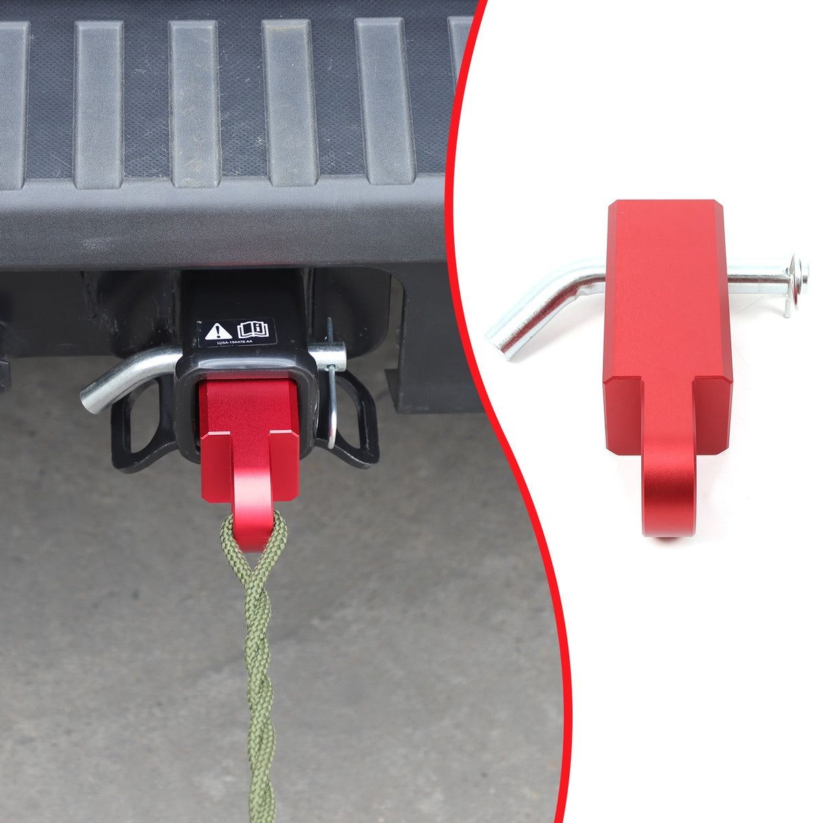 Red Aluminum Alloy Trailer Mount Receiver Hitch Tow Hook For Ford Maverick 2022+ 16