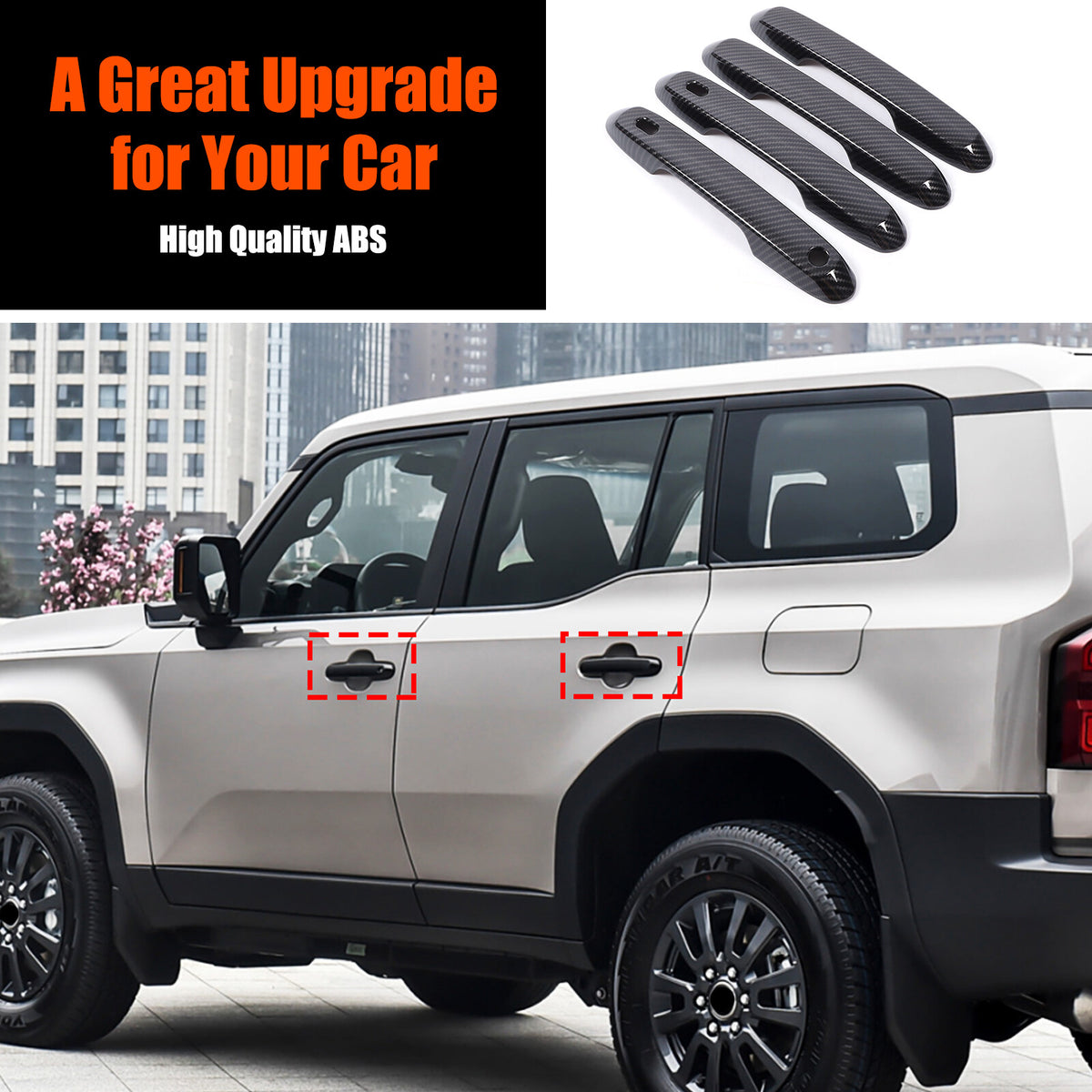Carbon fiber ABS Door Handle & Mirror Trim For Toyota Land Cruiser LC250 24+ US 23
