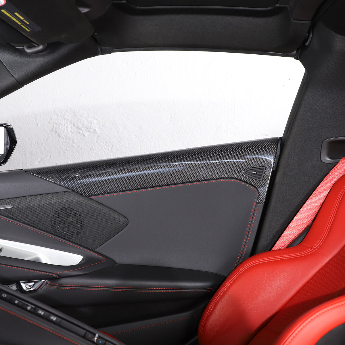 Real Carbon fiber Interior Door Upper Panel trim Cover For Corvette C8 2020-26 5