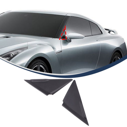 Matte Real Carbon Fiber Front A-Pillar Triangle Trim For Nissan GTR R35 2008-16 2