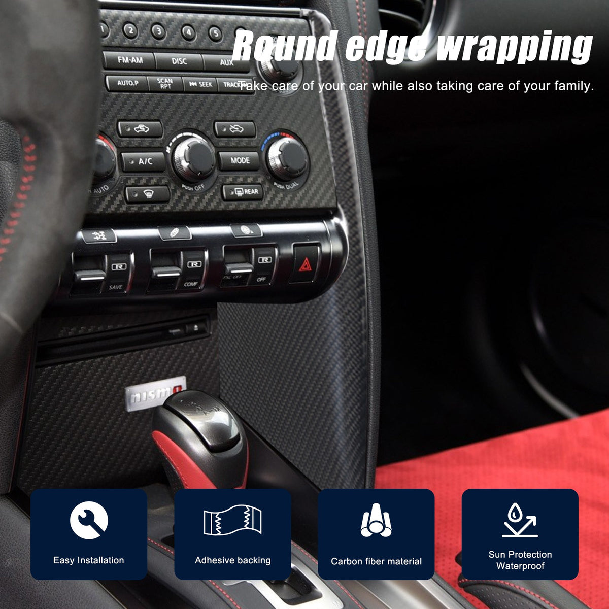 Real Carbon Fiber Mode Button Side Cover Trim For Nissan GT‑R R35 2008‑2016 4