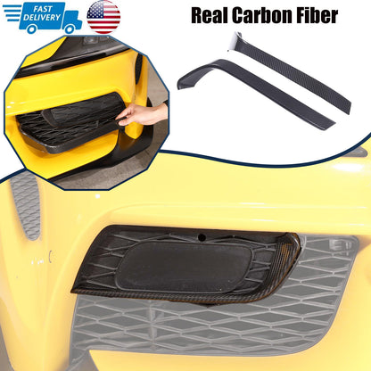 Real Carbon Fiber Front Bumper Side Grill Trim Cover Strip For GR Supra 2019-24 1