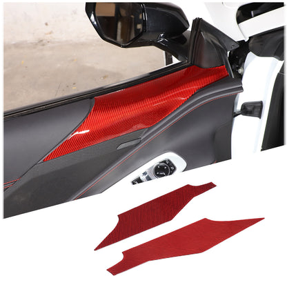 Red Soft Carbon Fiber Interior Decor Trim Kit Cover Set For Corvette C8 20-25 196