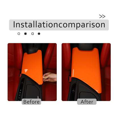 Orange ABS Center Console Armrest Box Panel Cover For Corvette C8 2020-2026 US 9