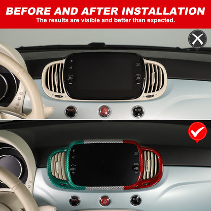 Tri-Color Real Carbon Fiber Dashboard Air Vent Trim For Fiat 500 312 2016+ 21