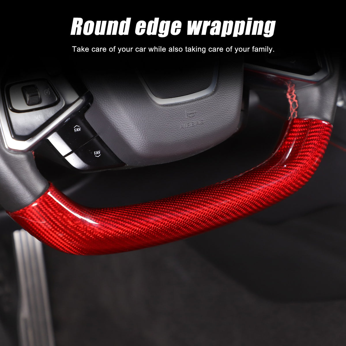 Red Real Carbon Fiber Blue Top Steering Wheel Cover Trim For Corvette C8 2020+ 10
