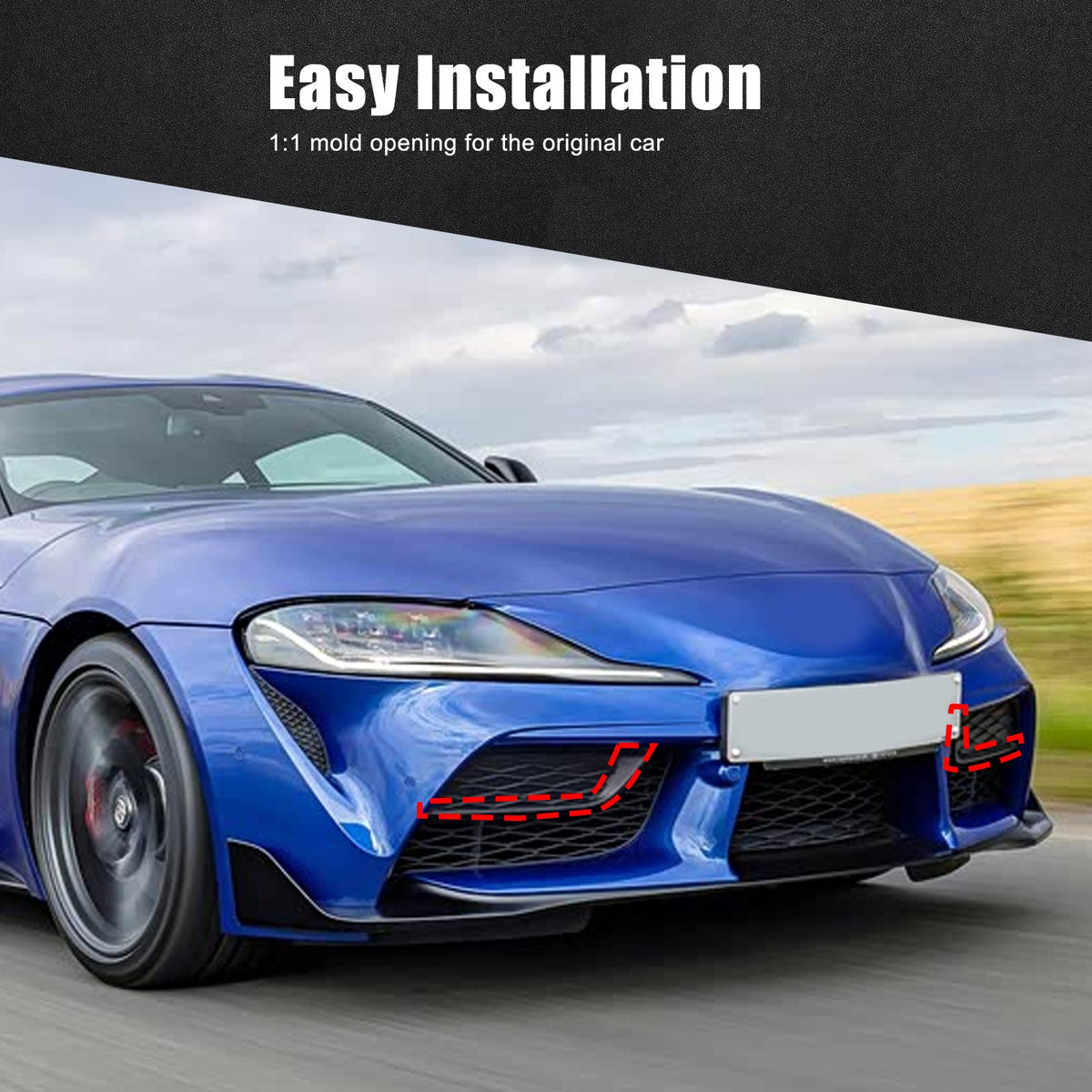 Red Real Carbon Fiber Front Bumper Side Grill Trim For Toyota Supra A90 19+ 18