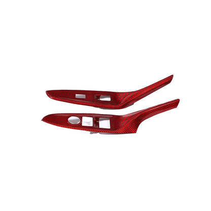 Red Real Carbon Fiber Window Lift Switch Button Trim For Mazda MX-5 Miata 16-23 13