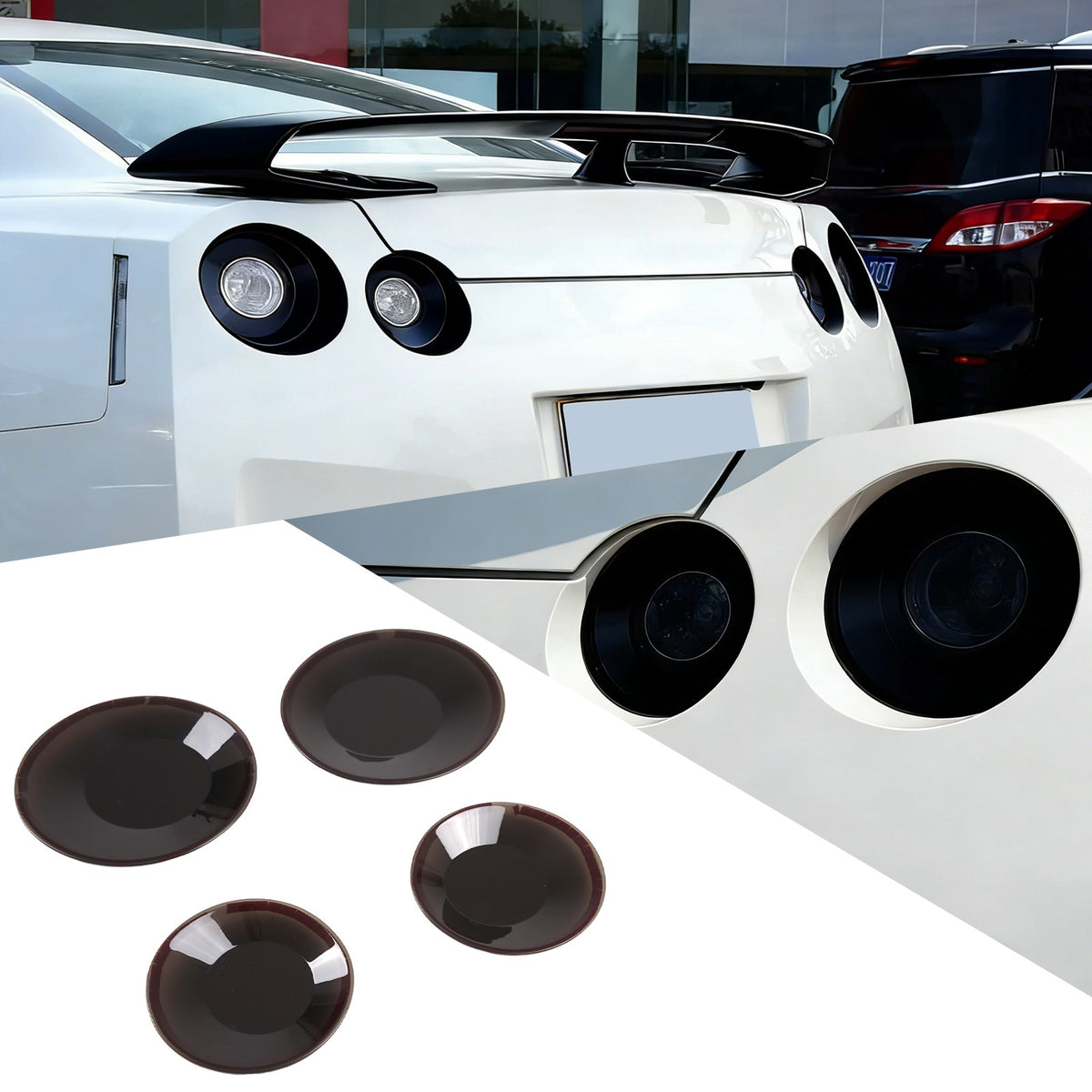 Smoked Tail Light Covers Rear Light Guards Exterior For Nissan GTR R35 08-16 10