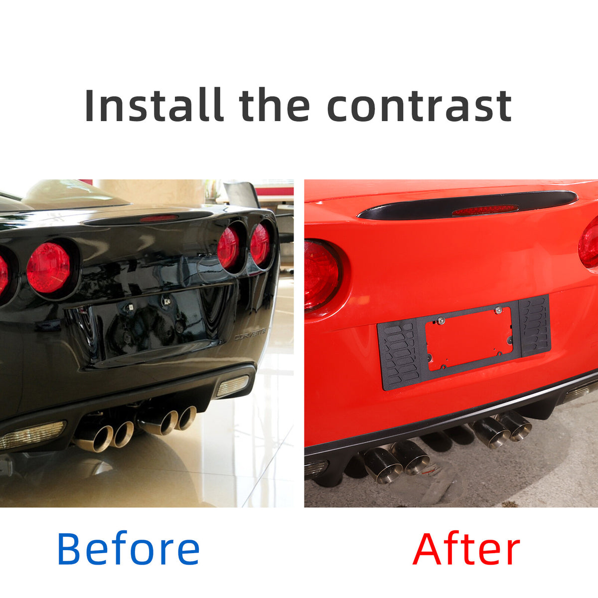 For Corvette C6 2005-13 Rear license plate Black Auminum Alloy filler Frame Trim 3