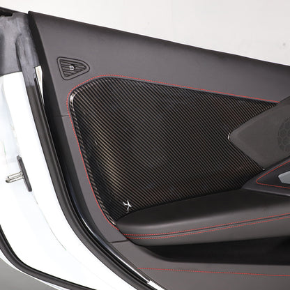 ABS Carbon Fiber Interior Anti-Kick Door Panel Cover Trim Kit For Corvette C8 2