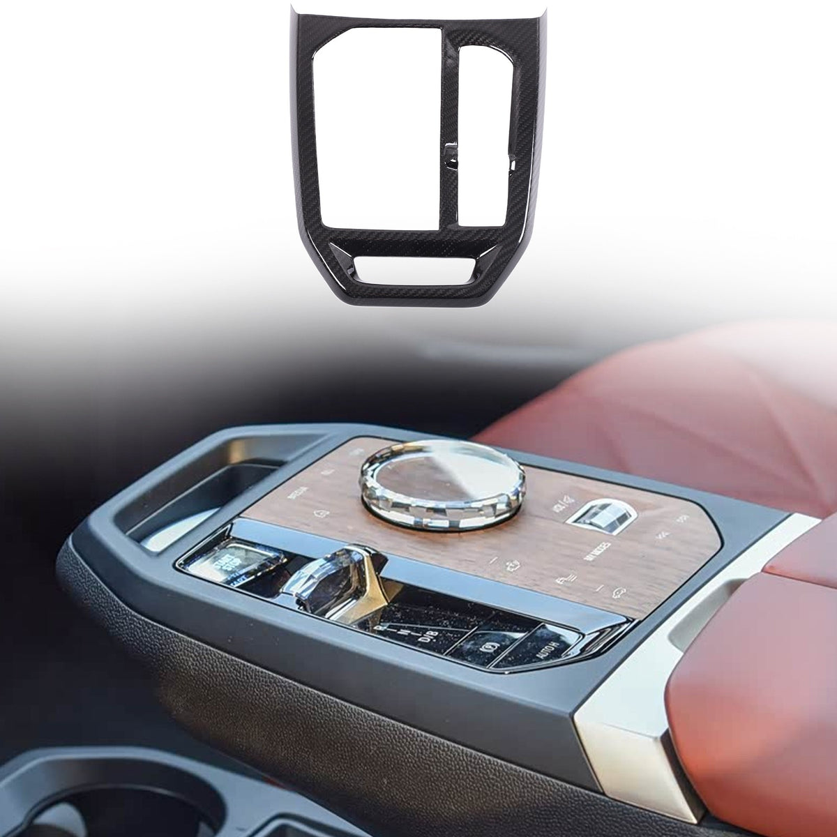 Real Carbon Fiber Center Console Gear Shift Frame Trim For BMW iX I20 2022-2024 1