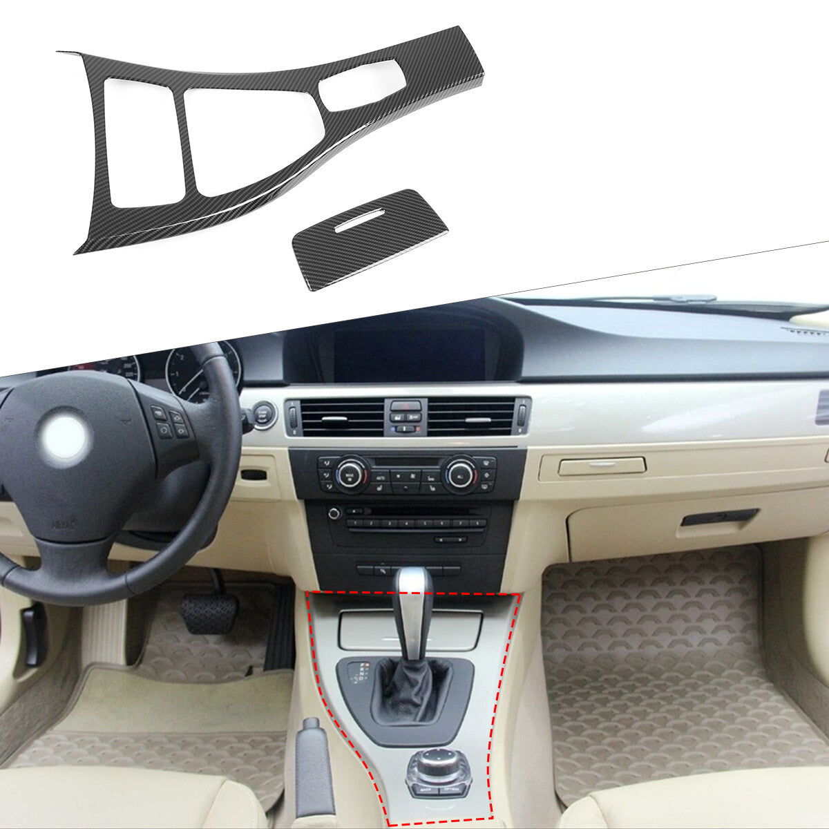 ABS Carbon Fiber Interior Panel trim Cover For BMW 3 328i Coupe 2008-12 US 9