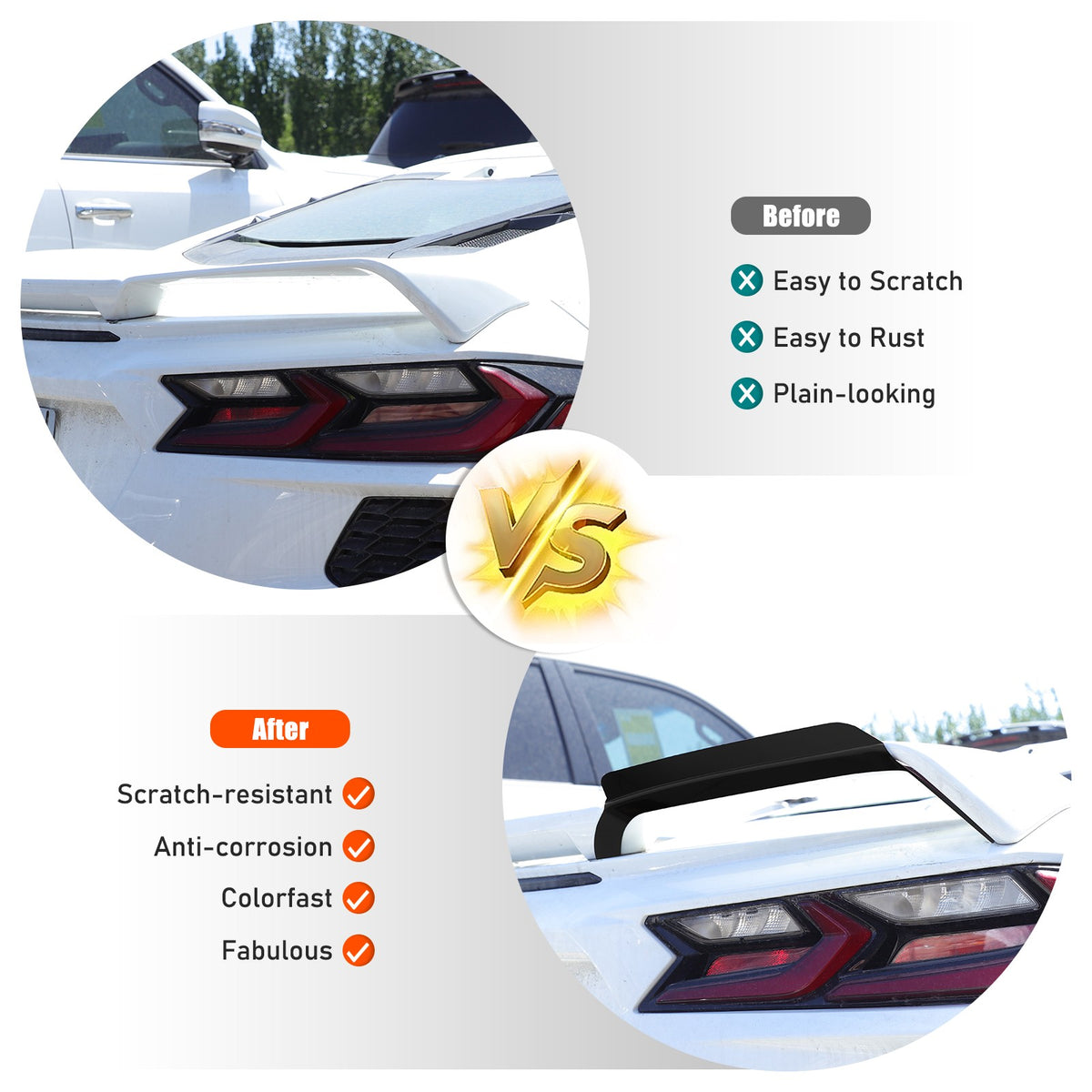 Glossy Piano Black Rear Spoiler Wing Trim Cover For Corvette C8 2LT 3LT 2020+ 16