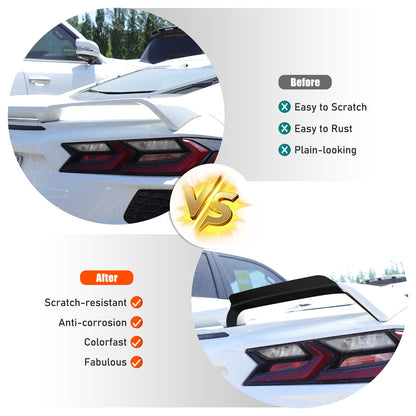 Glossy Piano Black Rear Spoiler Wing Trim Cover For Corvette C8 2LT 3LT 2020+ 16