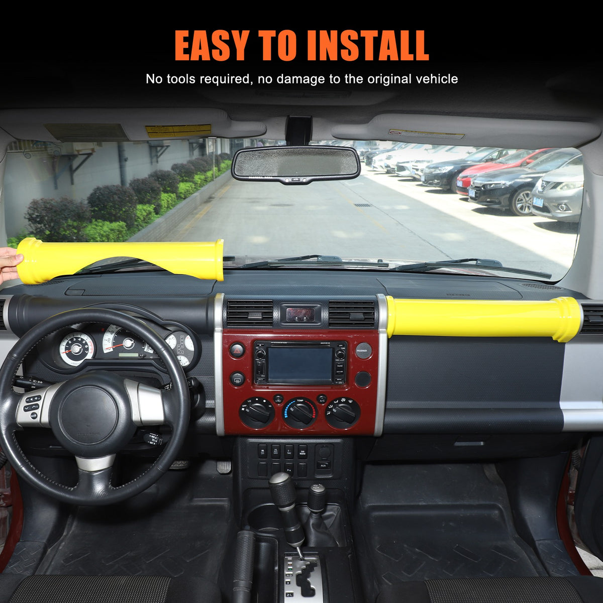 ABS Yellow Center Dashboard Panel Trim Strip For Toyota FJ Cruiser 2007-2021 9
