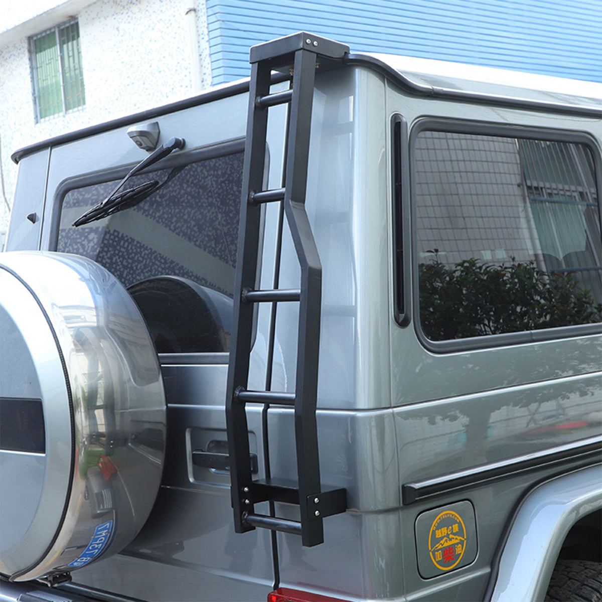 Black Alloy Tailgate Right Side Roof Access Ladder For Benz G-Class 2004-2018 4