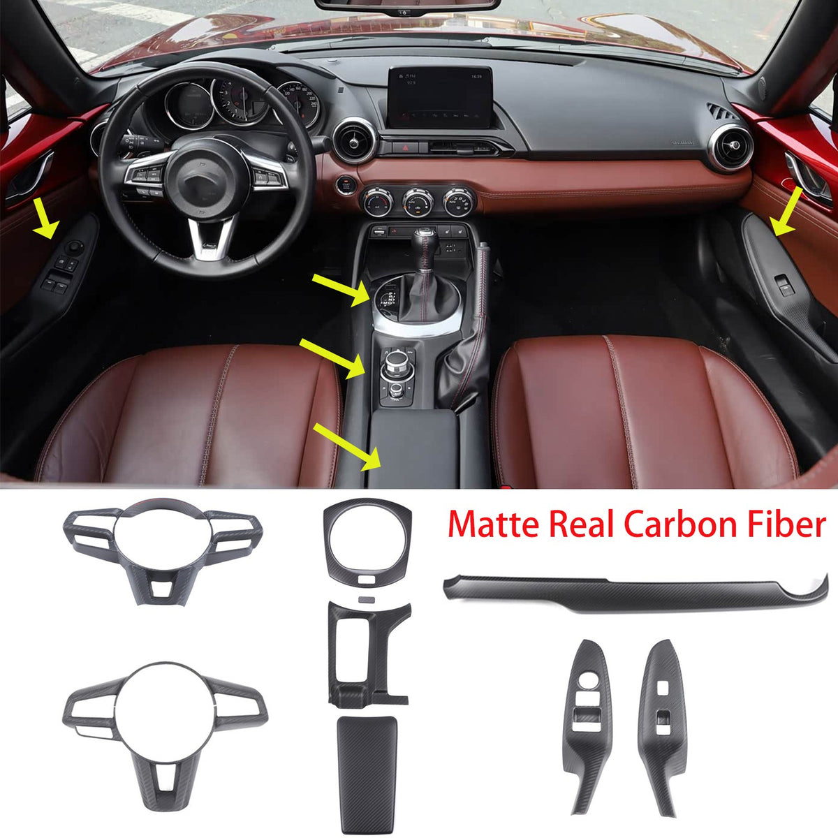 Matte Real Dry Carbon Fiber Interior Full Trim For Mazda MX-5 Miata 2016-2026 1