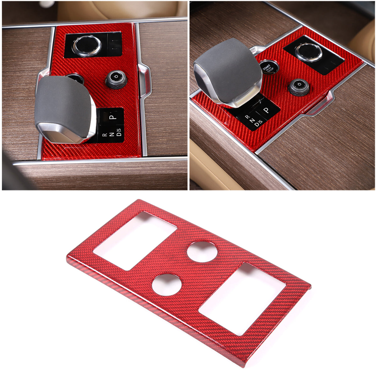 Red Carbon Fiber center Gear Shifter Panel Cover For Range Rover Vogue 2023-24 12