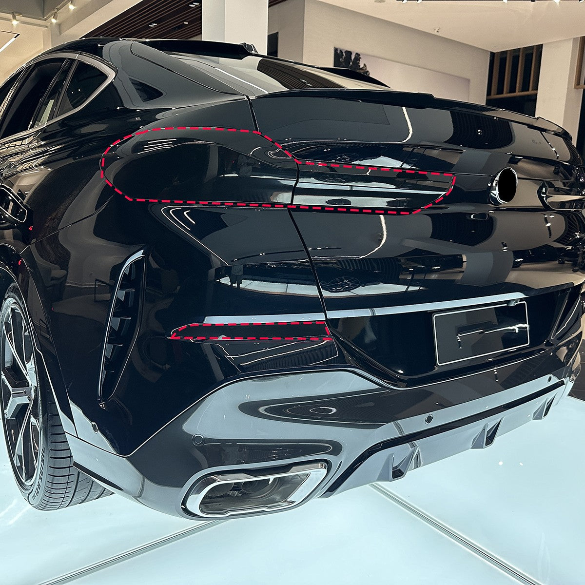 Smoked Rear Tail & Fog Light Guard Cover Trim Bezels For BMW X6 G06 2020-2026 US 2