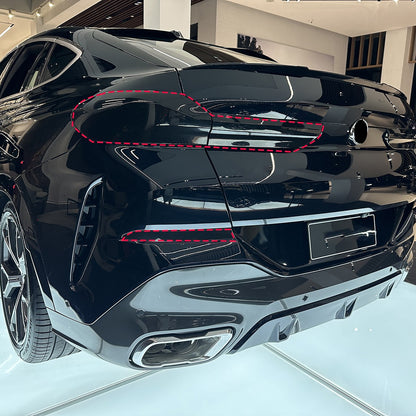 Smoked Rear Tail & Fog Light Guard Cover Trim Bezels For BMW X6 G06 2020-2026 US 2