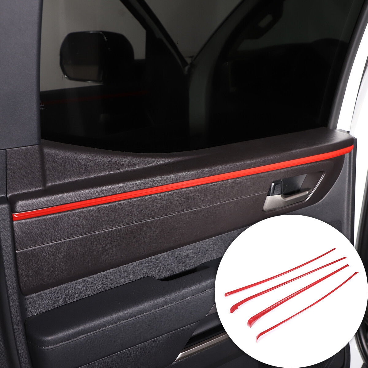For Toyota Tundra 2022-23 Inner Interior Door Panel Trim ABS Red 4PCS US 3