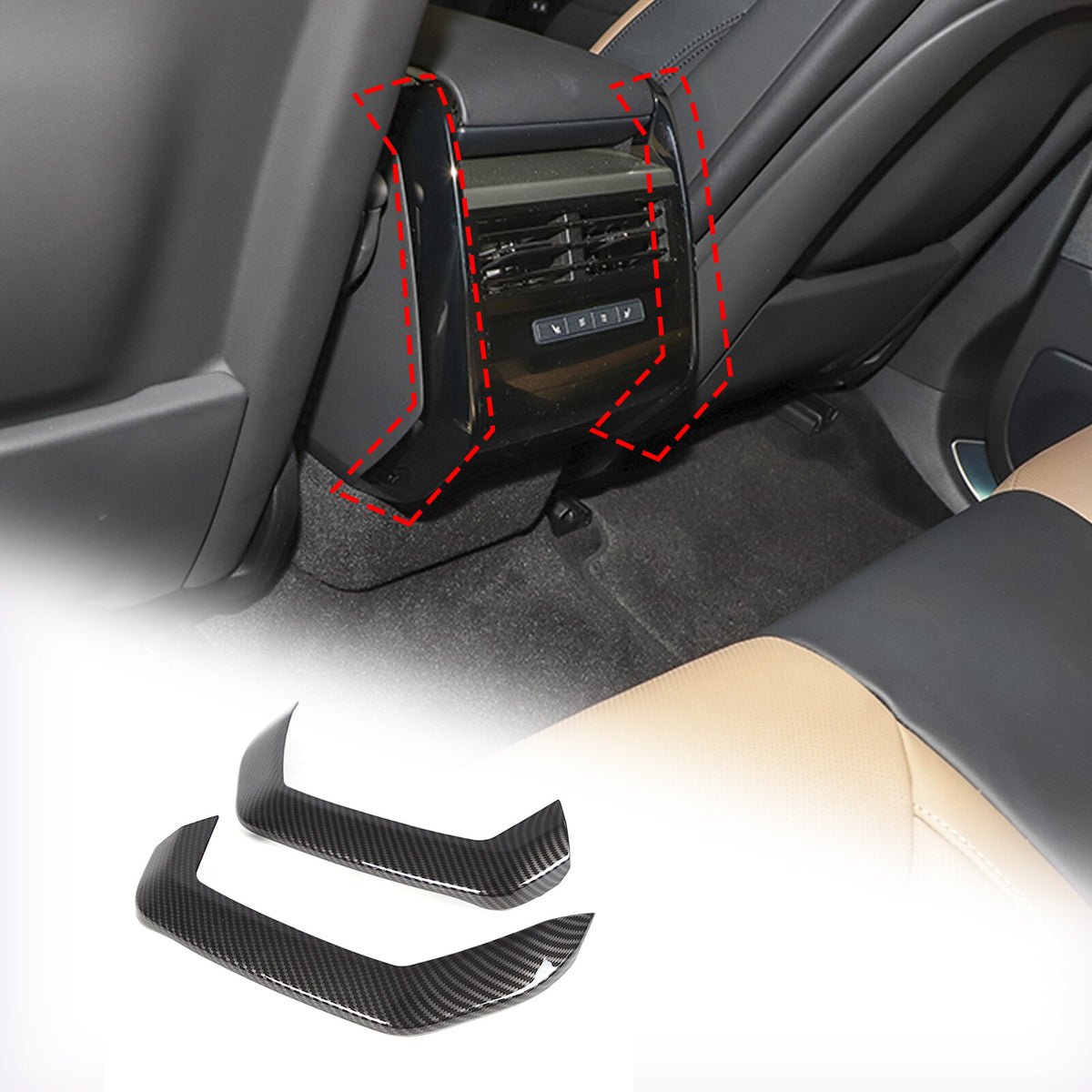 ABS Carbon Interior Rear Air Vent Cover Trim Set For Range Rover Sport 23-24 6