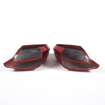Red Real Carbon Fiber Side Rearview Mirror Cover Caps Trim For Corvette C8 20-26 8