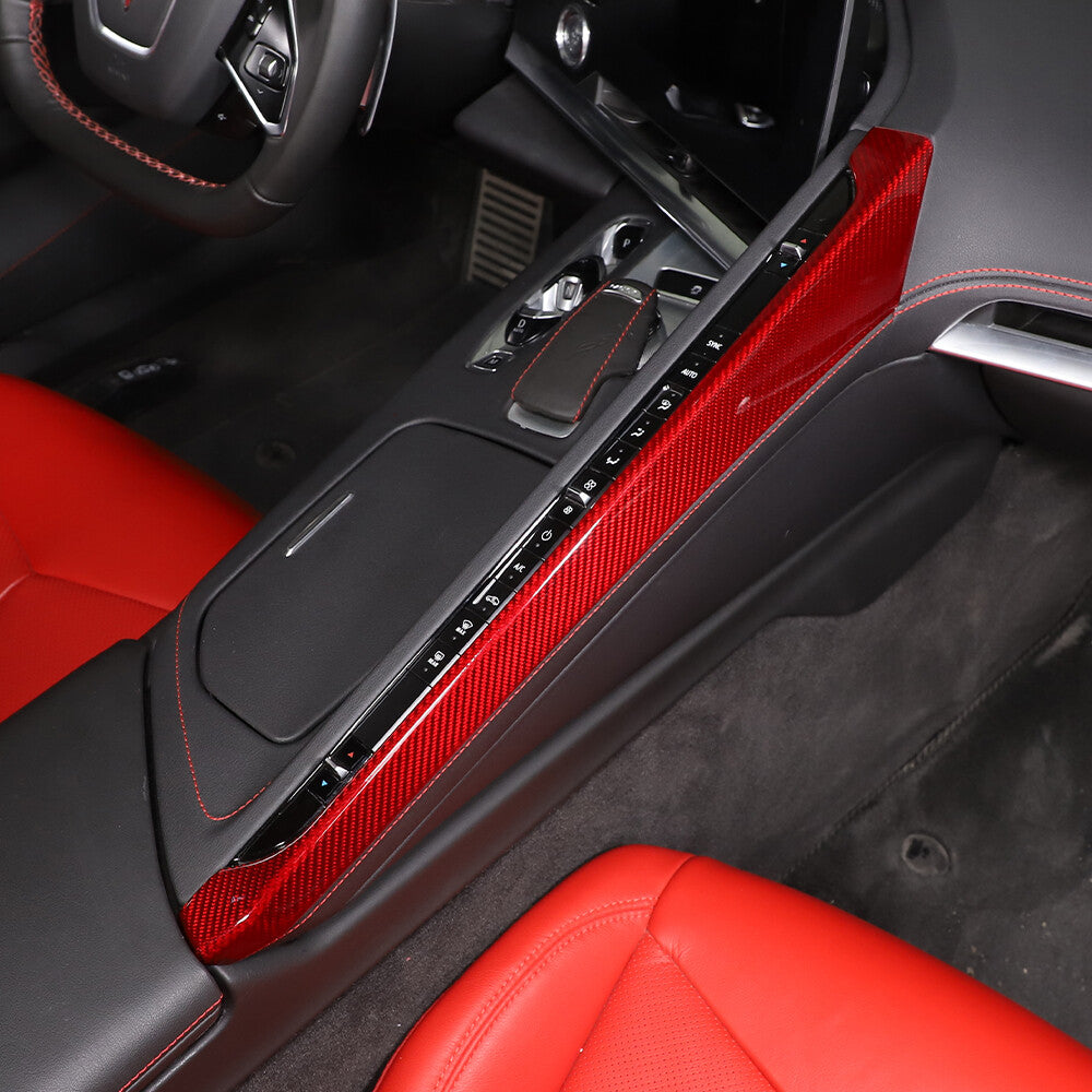 Red Real Carbon Fiber Interior Full Decor Cover Trim Kit for Corvette C8 2020-25 - Variants 6-10 24