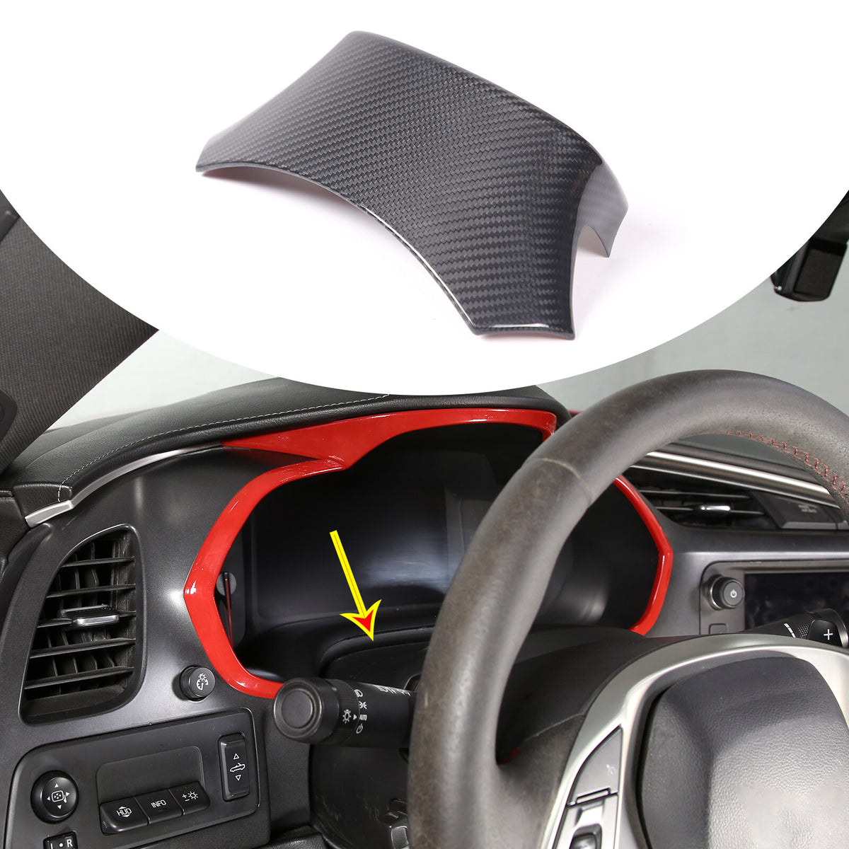 Real Carbon Fiber Steering Wheel Top Cover For Corvette C7 2014-2019 1