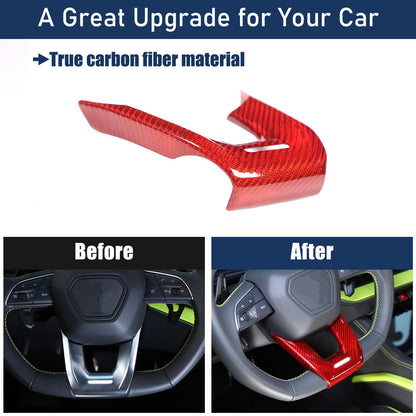 Red Real Carbon Fiber Steering Wheel Trim For Lamborghini Urus/Urus SE 2018-2023 7