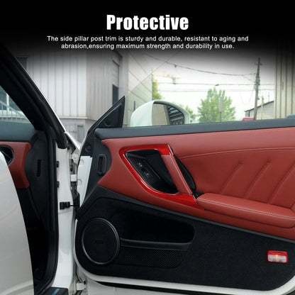 Red Real Carbon Fiber Inner Door Handle Trim Red For Nissan GT‑R R35 2008‑2016 19