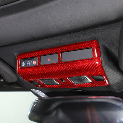 Red Real Dry Carbon Fiber Reading Light Trim Frame Cover For Corvette C8 20+ US 9