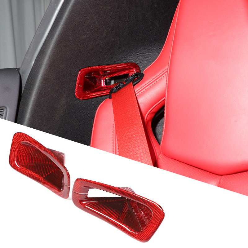 Red Real Carbon Fiber Seat Safety Belt Frame Trim For Corvette C8 2020+ 24