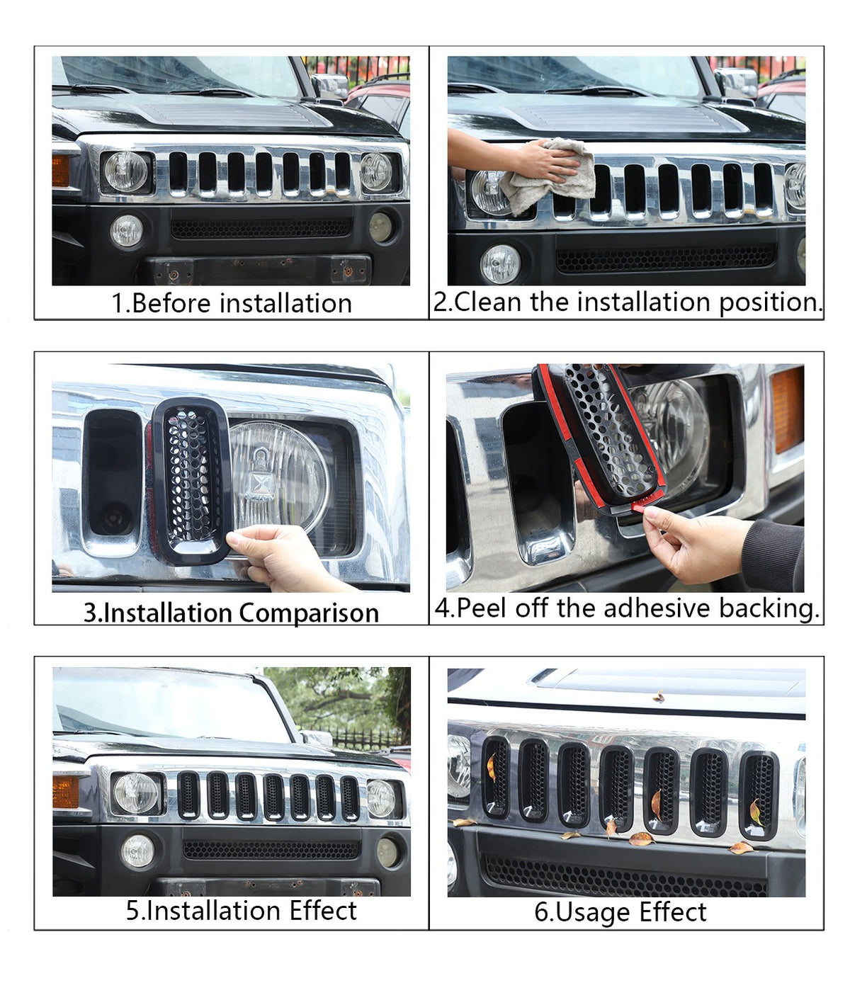 Black ABS Grille Insert Guard Insect Screen For Hummer H3 2005-2009 2