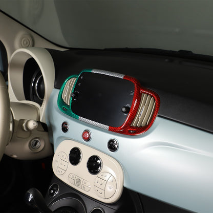 Tri-Color Real Carbon Fiber Dashboard Air Vent Trim For Fiat 500 312 2016+ 11