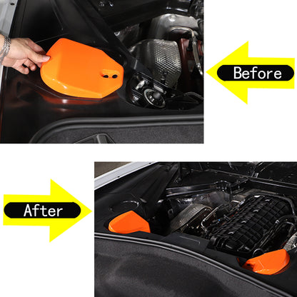 Orange Rear Shock Tower Protective Cover Trim For Corvette C8 Coupe 20-26 US 4