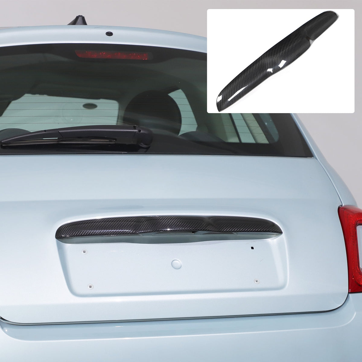 Real Carbon Fiber Tailgate Trim For Fiat 500 312 2010+ 1