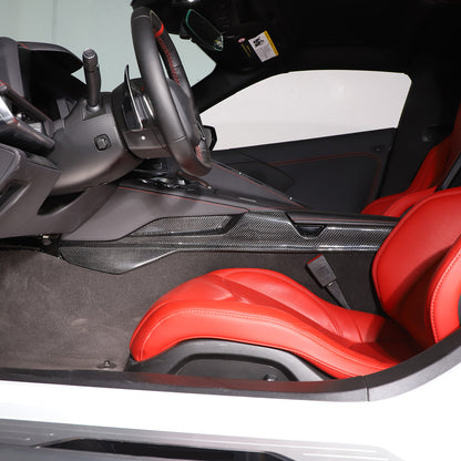 Carbon Central Console Side Panel Strip Trim For C8 Corvette Z06 Z51 Coupe 20-26 3