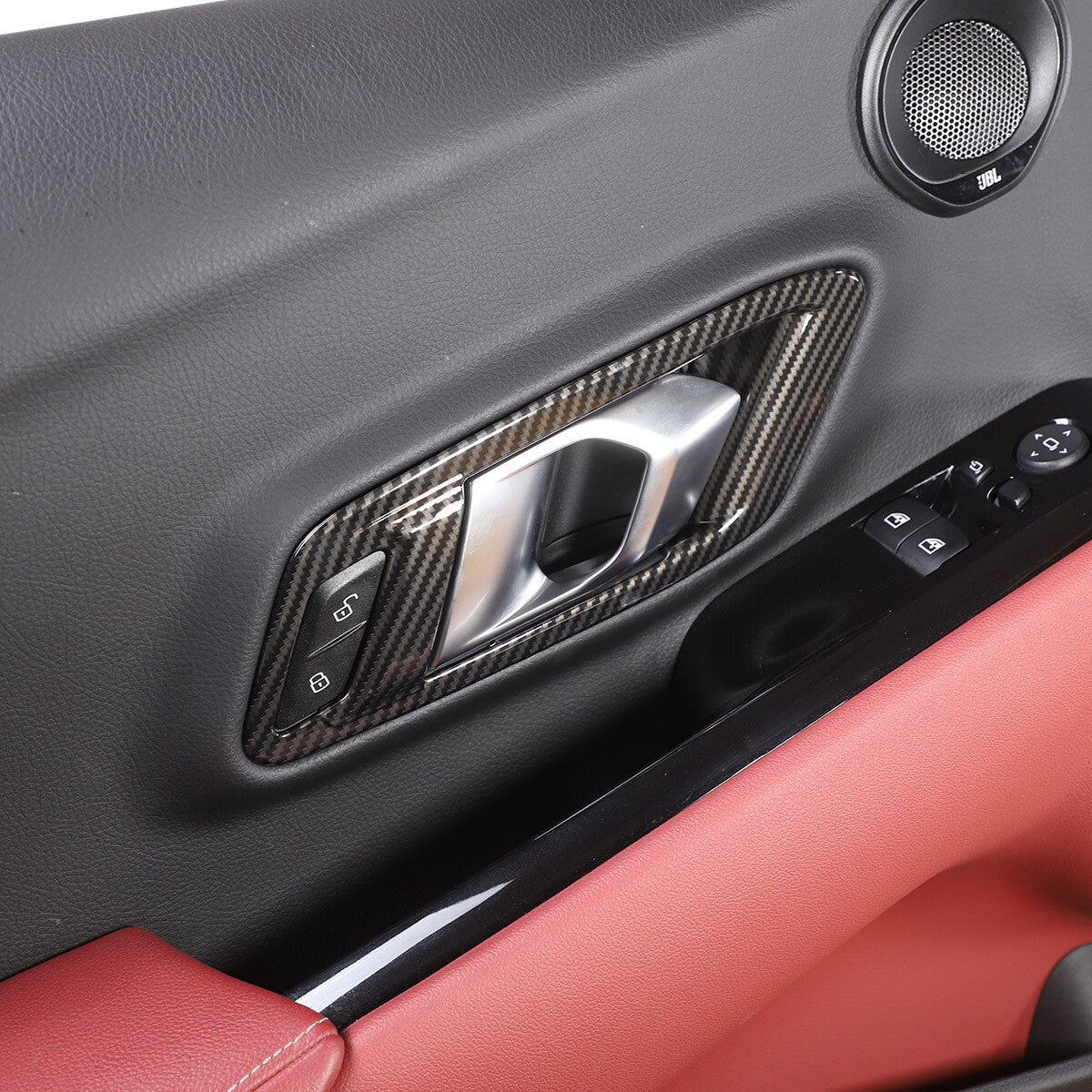 ABS Carbon Fiber Interior Door Handle Cover Trim Frame For Toyota Supra 19-24 5
