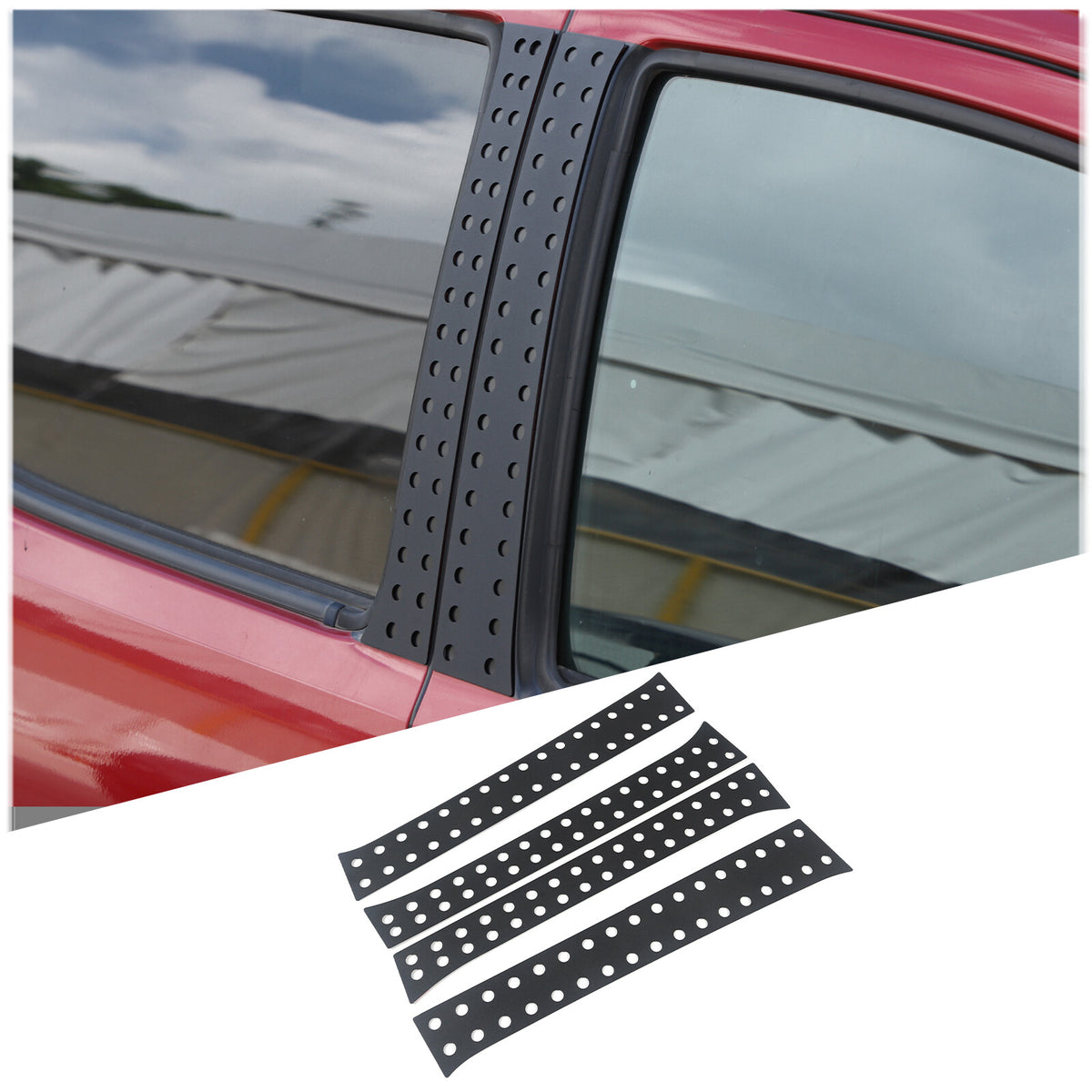 Black Aluminum Alloy Window Center Pillar Trim Panel For Toyota Tacoma 16-23 US 11